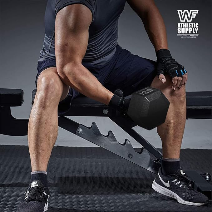 WF Athletic Supply Cast Iron Solid Hexagon Gray/Black Dumbbells, Strength Training Free Weights Set of 2 for Women and Men, Hand Weights Sold by Pairs, Multi-Select Size Options Available