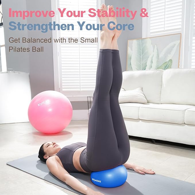 Small Exercise Ball, 9 Inch Mini Pilates Ball, Anti Burst and Slip Resistant Mini Yoga Ball for Stability, Fitness, Physical Therapy, Stretching & Core Strength Workout at Home Gym & Office