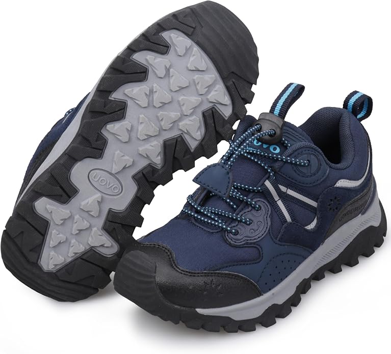 UOVO Boys Girls Hiking Shoes Kids Waterproof Running Trail Fashion Sneakers Breathable Lightweight Non-Slip Outdoor Walking Sports Shoe(Little/Big Kids)