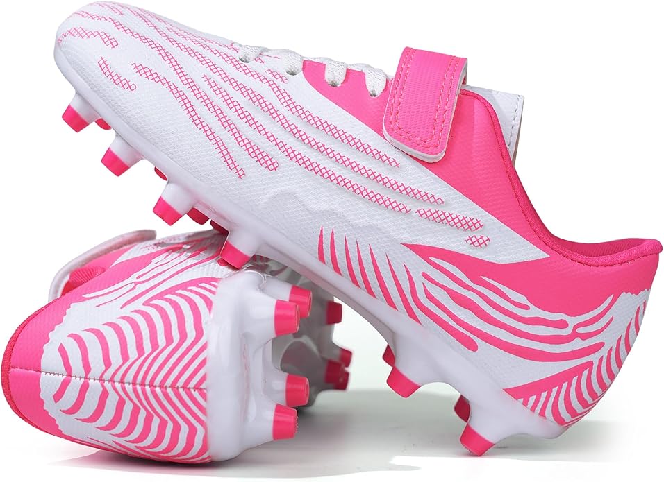 brooman Kids Firm Ground Soccer Cleats Boys Girls Athletic Football Shoes