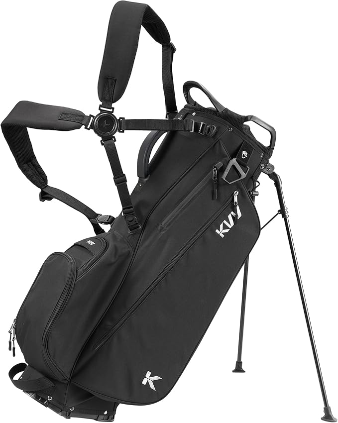 KVV Lightweight Golf Stand Bag with 7 Way Full-Length Dividers, 5 Zippered Pockets, Automatically Adjustable Dual Straps，Elegant Design