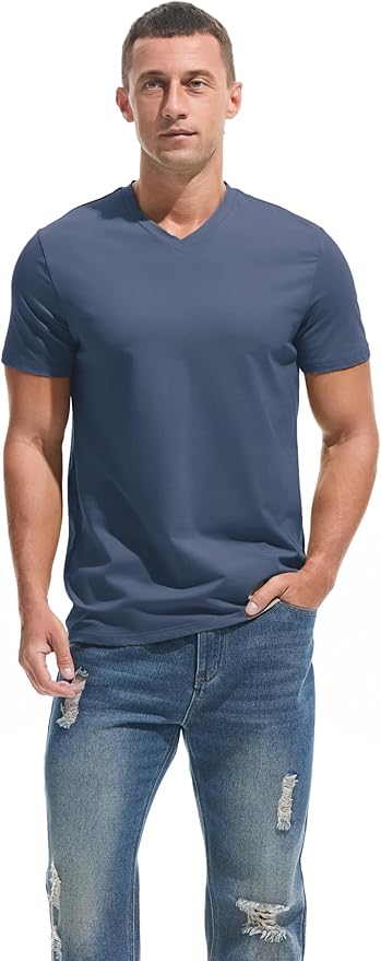 VEIISAR Premium V Neck T Shirts for Men - Modern Fitted Tees Vneck Undershirts