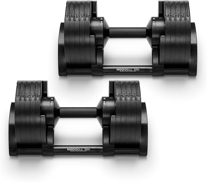 NÜOBELL® Adjustable Dumbbell Set, 5-50 LB or 5-80 LB, Easy Twist 2024-25 Model, All-In-One Weights Set (Pair) for Home, Original Manufacturer