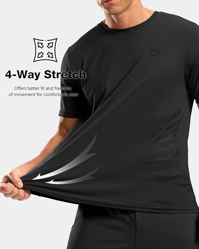 G Gradual Men's Workout Shirts Quick Dry Athletic Running T-Shirts Lightweight Moisture Wicking Short Sleeve Sports Gym Tops