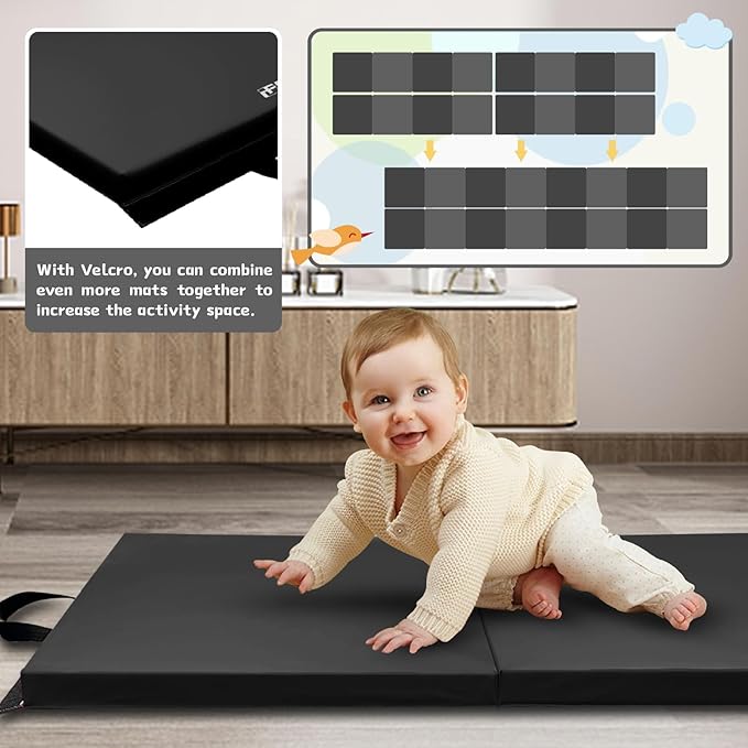 RitFit Upgraded Folding Exercise Mat, 2 Inch Thick Gymnastics Mat 3’x6’,4’x8’,4x10’,2'x8' with Carrying Handles for Yoga, MMA, Stretching, Core Workouts and Home Gym Protective Flooring
