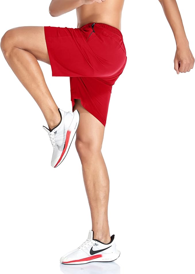 Men's Gym Shorts Sports Quick Dry Workout Running or Casual Training Short with Zipper Pockets