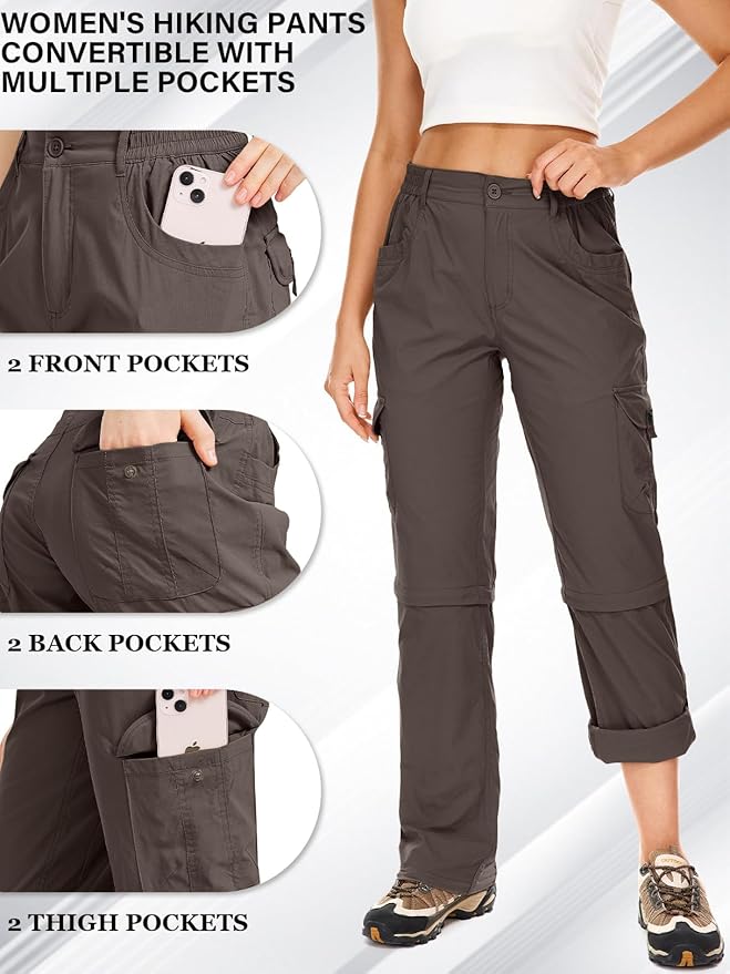 Women's Hiking Pants Convertible Quick Dry Lightweight Zip Off Fishing Travel Safari Pants