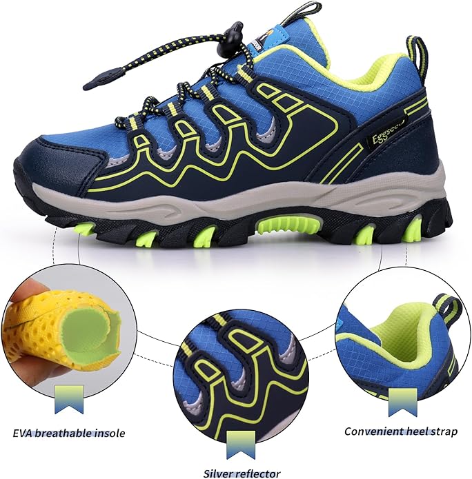 Kids Boys Running Shoes Waterproof Non-Slip Breathable Low-Top Outdoor Hiking Walking Sneakers (Little/Big Kids)