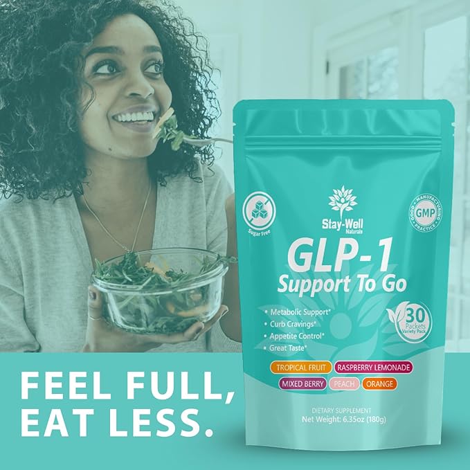 GLP-1 Supplement | Natural GLP-1 Production | GLP 1 Booster Drink Mix to Control Appetite and Cravings | Great Tasting Metabolic Support - Yerba Mate, Garcinia Cambogia, Berberine [Variety, 30ct]
