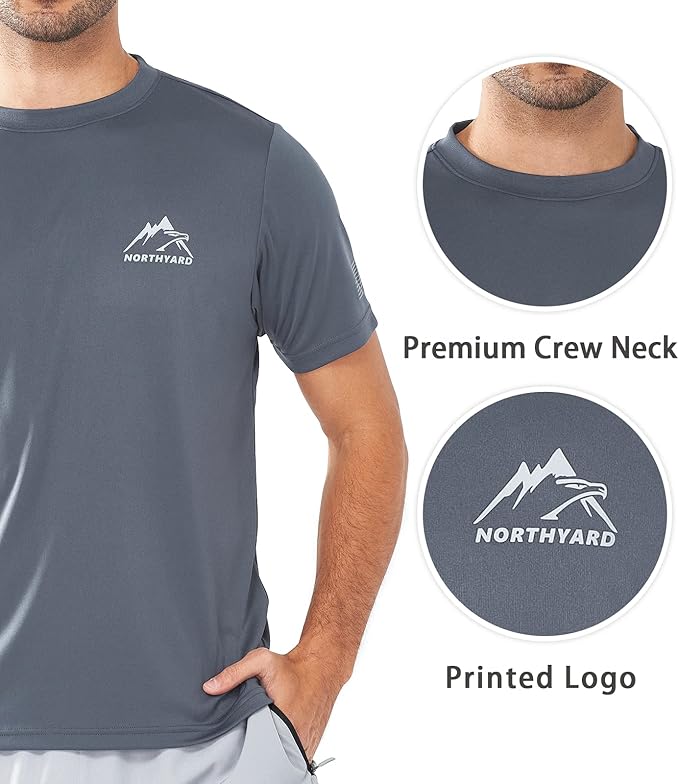 NORTHYARD Men's UPF 50+ Sun Protection Shirts Swim SPF UV Quick Dry Short Sleeve T-Shirts for Athletic Fishing Rash Guard