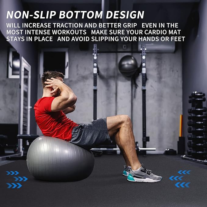 MRO Extra Large Exercise Mat 12'x7'/9'x7'/7'x7'/7'x5'(7mm), High-Density Workout Mats for Home Gym Flooring, Non-Slip, Extra Thick Durable Cardio Mat, Ideal for Plyo, MMA, Jump Rope - Shoe Friendly