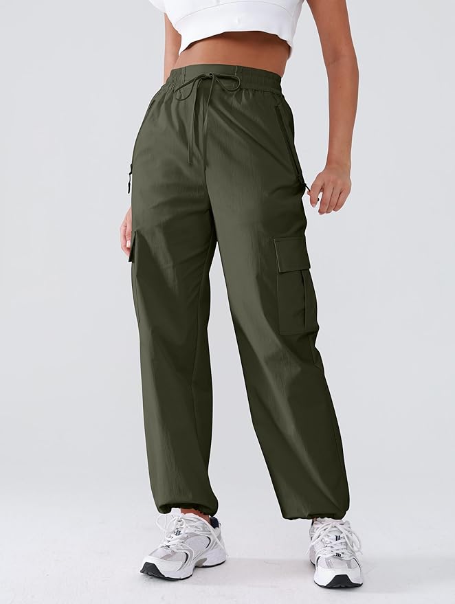 Hiking Pants Women Lightweight Cargo Pants Quick Dry Water Resistant Outdoor Travel Pants with Zipper Pockets