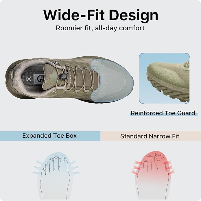 FREE SOLDIER Men's Trail Running Hiking Tactical Shoes - Breathable Lightweight Non-Slip Outdoor Sneakers for Walking Gym Backpacking Athletic Shoes