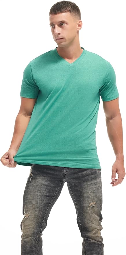 VEIISAR Premium V Neck T Shirts for Men - Modern Fitted Tees Vneck Undershirts