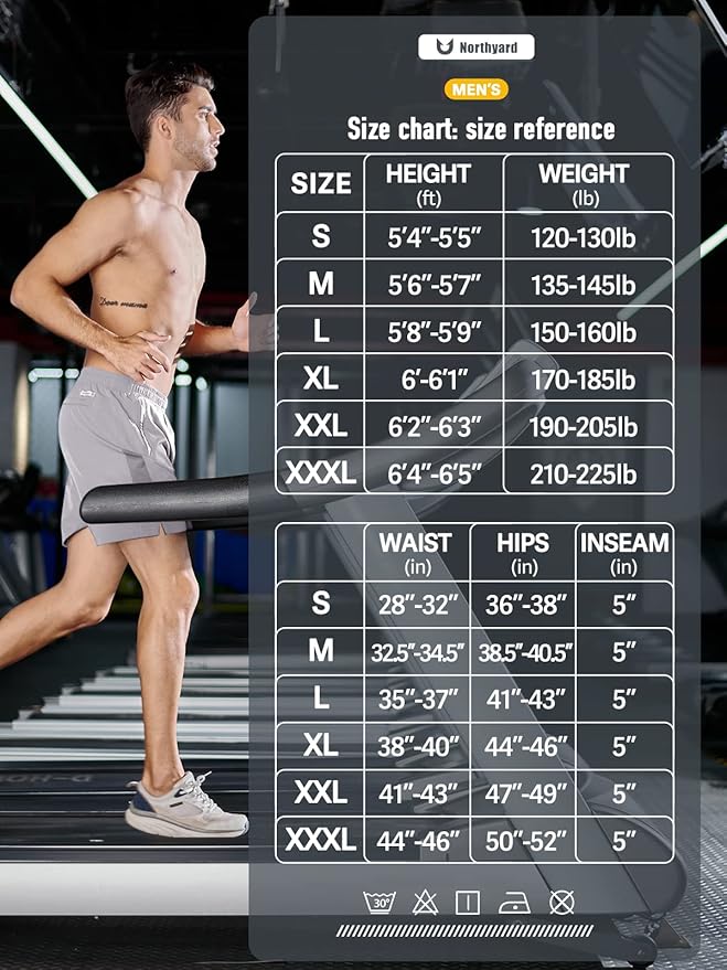 NORTHYARD Men's Running Athletic Shorts 5"/ 7"/ 9" Workout Gym Short Tennis Quick Dry Active Sport Hiking Basketball