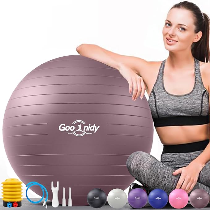 Soft Exercise ball, Anti-Burst Yoga Ball Chair Supports 2200lbs, Workout Equipment w/ Pump for Pregnancy Medicine Birthing Physical Therapy Stability Excersing Birth Swiss Fitness Gym Physio Labor Abs
