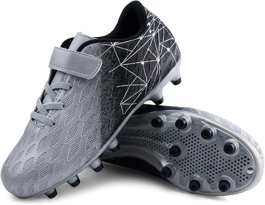 brooman Kids Firm Ground Soccer Cleats Boys Girls Athletic Outdoor Football Shoes