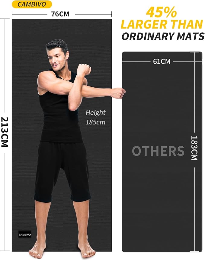 CAMBIVO Yoga Mat for Women and Men, Extra Long and Wide Exercise Mat(72"x48"/84"x30"), Large Non Slip Workout Mat for Yoga, Pilates, Fitness, Barefoot Workouts, Home Gym Studio