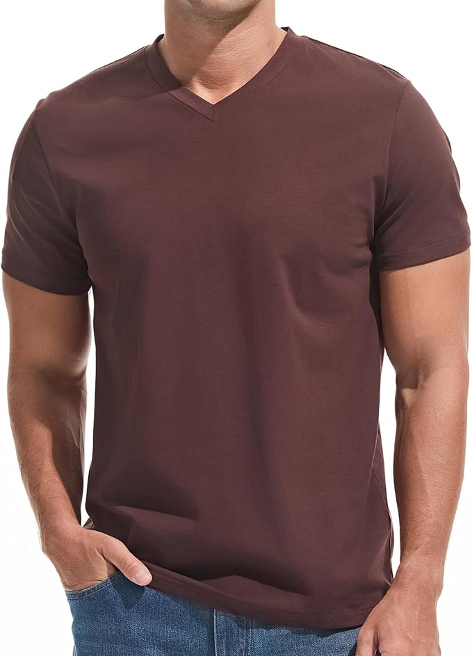 VEIISAR Premium V Neck T Shirts for Men - Modern Fitted Tees Vneck Undershirts