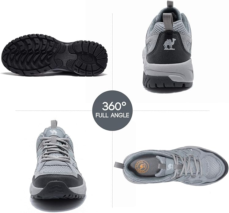 CAMELSPORTS Hiking Shoes Men Lightweight Non-Slip Breathable Sneakers Low Top Walking Shoes for Outdoor Trailing Trekking Walking Climbing