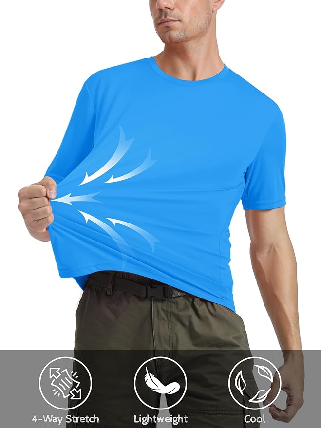 MAGCOMSEN Men's Short Sleeve UPF 50+ T-Shirt Quick Dry Rash Guard Athletic Running Swim Top Tee Performance Water Shirts