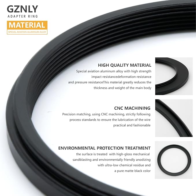 46mm to 58mm Step-up Adapter Rings Filter Adapter Black Metal Step Down Filter Ring Adapter Compatible with All Brand UV CPL ND Camera Lens Filter Stepping Rings (46mm-58mm)
