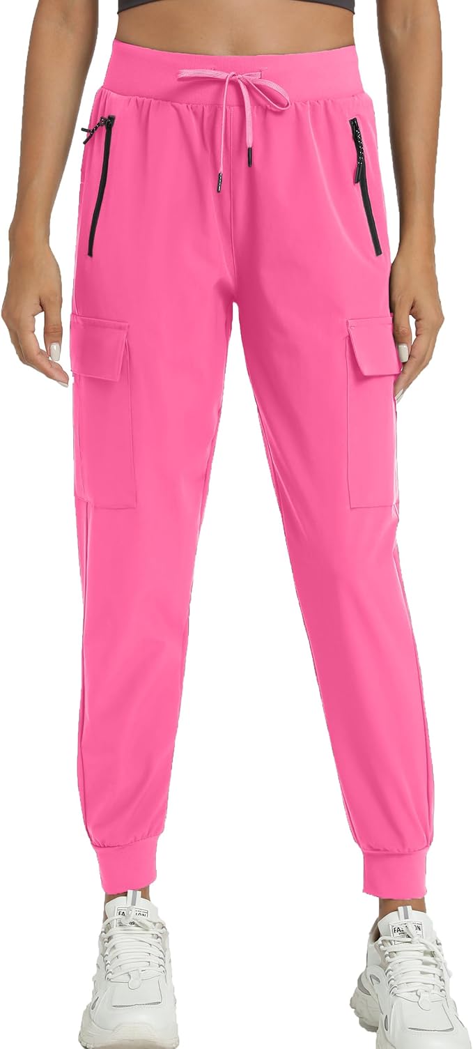 Kcutteyg Womens Water Resistant Hiking Pants with Pockets Quick Dry Soft Athletic Workout Joggers Pants for Camping Travel