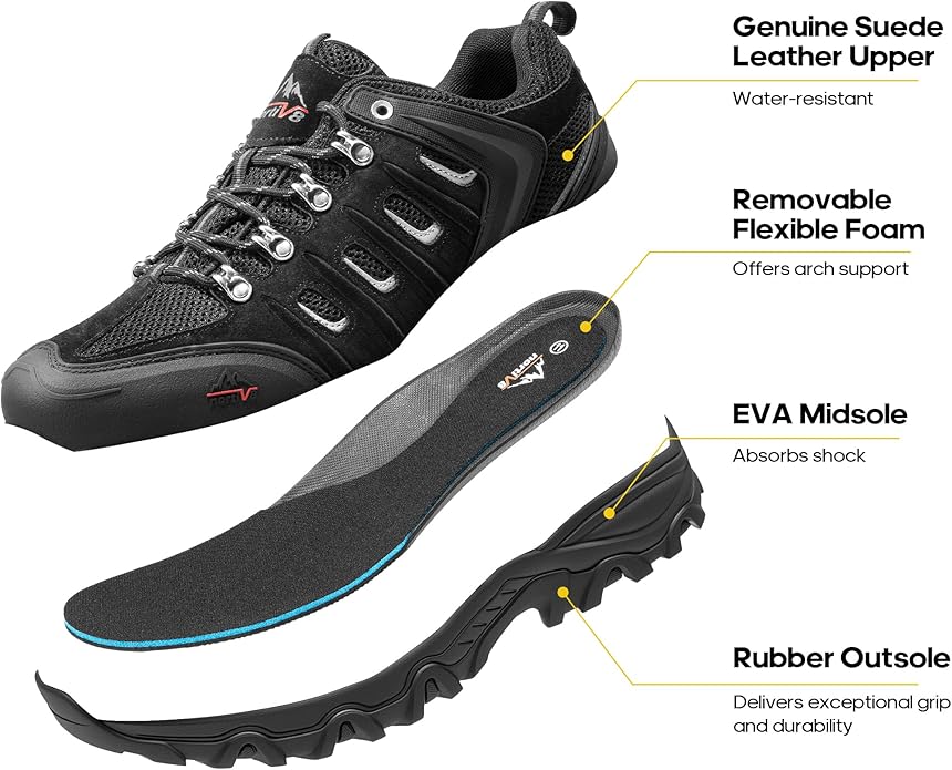 NORTIV 8 Men's Waterproof Hiking Shoes Leather Low-Top Hiking Shoes for Outdoor Trailing Trekking Camping Walking Quest
