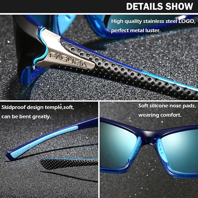 FAGUMA Sports Polarized Sunglasses For Men Cycling Driving Fishing UV400 Protection