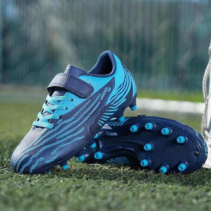 brooman Kids Firm Ground Soccer Cleats Boys Girls Athletic Football Shoes