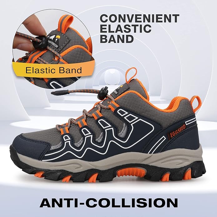 Boys Girls Hiking Trail Shoes Waterproof Slip Resistant Outdoor Trekking Walking Running Sneakers(Little/Big Kids)