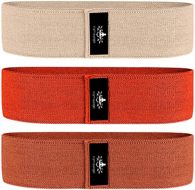 Hatha Yoga Large Resistance Band,14.5" x3.15",Fabric Exercise Loop Bands with Instruction Guide and Carry Bag, Set of 3.