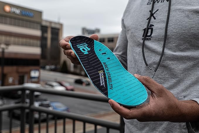 10 Seconds - 3720 Stability Insole: Firm Arch Support - High Arch Height - Firm Cushioning, High Shock Absorption, Trim to Fit, Shock Absorbing Memory Foam with Stability Plate.