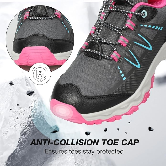 UOVO Boys Girls Hiking Shoes Kids Waterproof Running Trail Fashion Sneakers Breathable Lightweight Non-Slip Outdoor Walking Sports Shoe(Little/Big Kids)