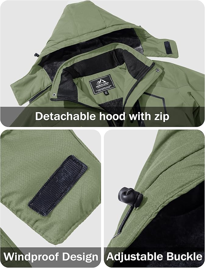 MAGCOMSEN Men's Winter Coats Water Resistant Ski Snow Jacket Warm Fleece Jacket Parka Raincoats With Multi-Pockets