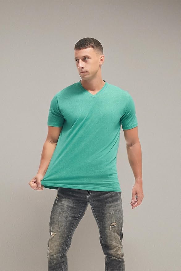 VEIISAR Premium V Neck T Shirts for Men - Modern Fitted Tees Vneck Undershirts