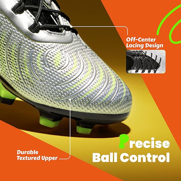 PATPAT Kids Soccer Cleats – Outdoor Firm Ground and Turf Football Training Shoes for Little Big Boys and Girls, Sizes 10-6