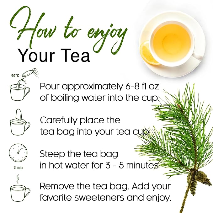 FreshDrinkUS, Pine Needle Tea Bags – 135 Tea Bags, Naturally Caffeine-Free, Refreshing Herbal Tea, Wild-Harvested Pine Leaves, Aromatic and Soothing – Non-GMO & Eco-Friendly Packaging
