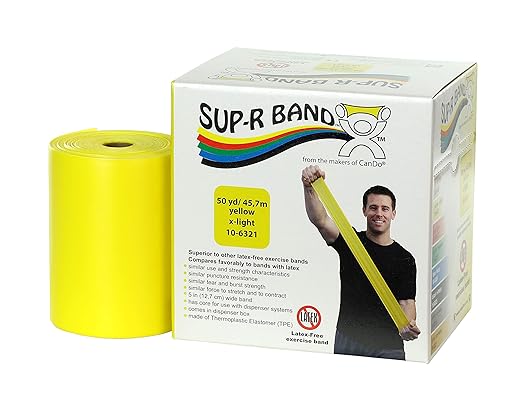 CanDo 10-6321 Sup-R Latex Free Exercise Band, 50 yd Roll, Yellow-X-Light