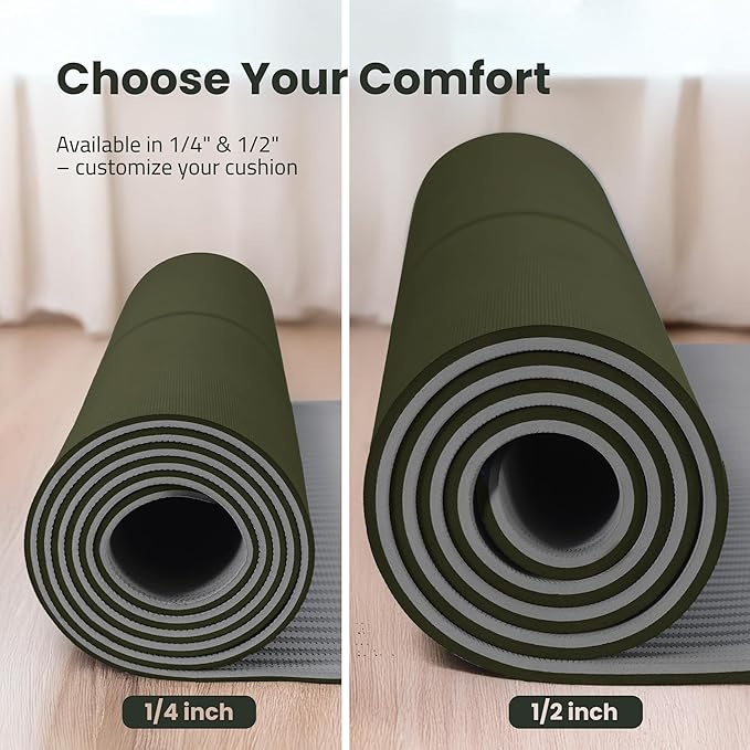 Extra Wide Yoga Mat for Men Women (72"L x 36"W) Non Slip Fitness & Exercise Mat with Alignment Marks for Yoga, Pilates, Floor Workouts