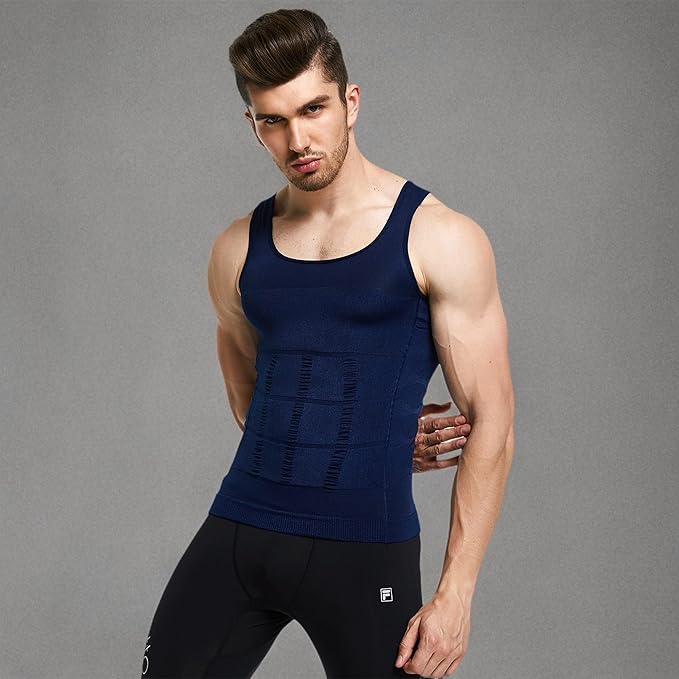 GKVK Mens Slimming Body Shaper Vest Shirt Abs Abdomen Slim