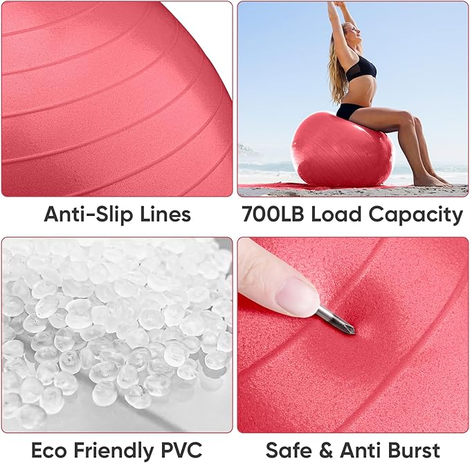 APEXUP Yoga & Pilates Ball - Anti Slip Heavy Duty Gym Ball for Fitness, Balance & Core Workout