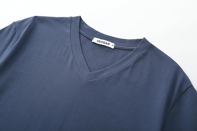VEIISAR Premium V Neck T Shirts for Men - Modern Fitted Tees Vneck Undershirts