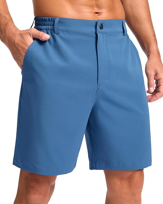 Pudolla Men's Casual Shorts 7"/9" Lightweight Golf Shorts with 3 Pockets Stretch Quick Dry Comfy Work Shorts