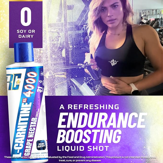 Ronnie Coleman Signature Series L Carnitine XS 4000 Liquid, Stimulant Free, Sugar Free, Zero Carbs, Lean Muscle Strength Support for Men & Women, 16 Oz (16 oz, Grape Nectar (4000))