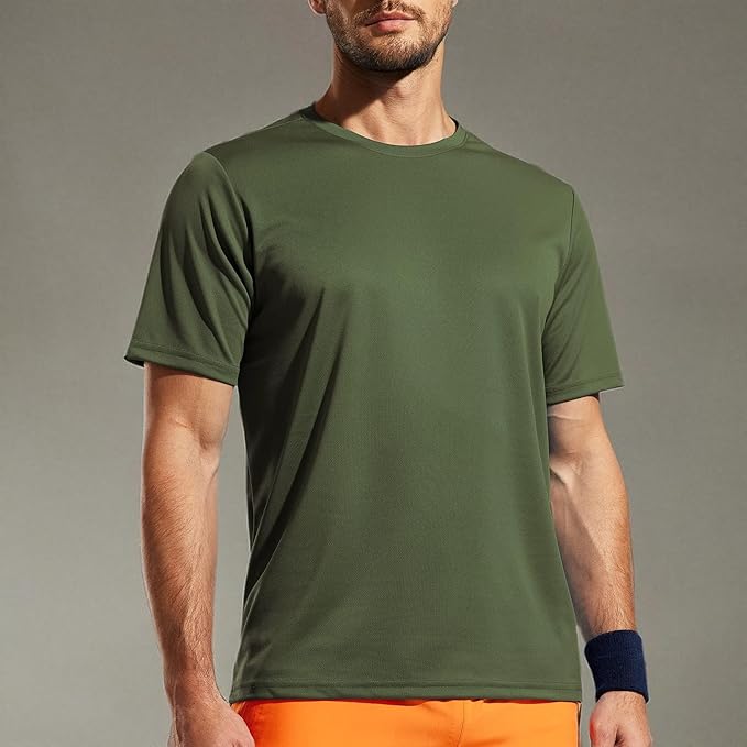 MIER Men's Quick Dry Workout Shirts Moisture Wicking Running Athletic Performance T-Shirts Recycled Polyester Top Tee
