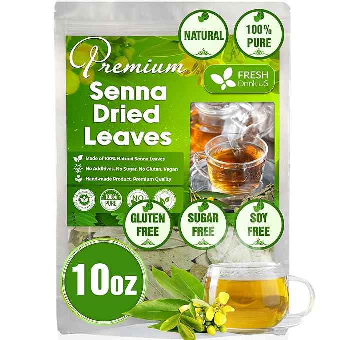 FreshDrinkUS, Permium 10oz Senna Leaves, 100% Natural & Pure from Senna Leaves, Senna Leaf Tea, Senna Loose Leaf Herbal Tea, No Additives, No Caffeine, Vegan
