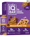 IQBAR Brain and Body Plant Protein Bars - Almond Butter Chip - 12-Count Low Carb - Gluten Free, High Fiber, Vegan Snacks - Low Sugar Meal Replacement