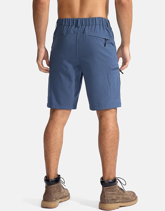 Pudolla Men's Hiking Cargo Shorts 9" Lightweight Outdoor Work Shorts for Men Travel Golf Camping Casual with 5 Zipper Pockets