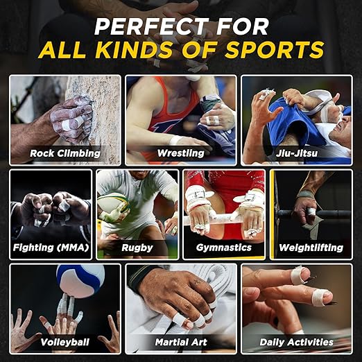 OK TAPE Athletic Finger Tape (10Rolls 450FT), Finge Wrap Tape, Extra Strong Adhesive Finger Support and Protect Tape, Hand Grip Tape for Rock Climbing, MMA, Jiu Jitsu, Volleyball, White